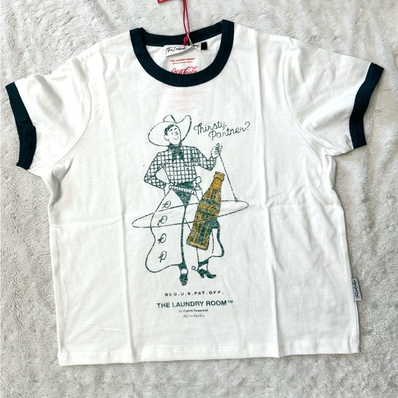NWT- The Laundry Room x Coca Cola Revolve Thirsty Partner Graphic Ringer Tee - Picture 2 of 11